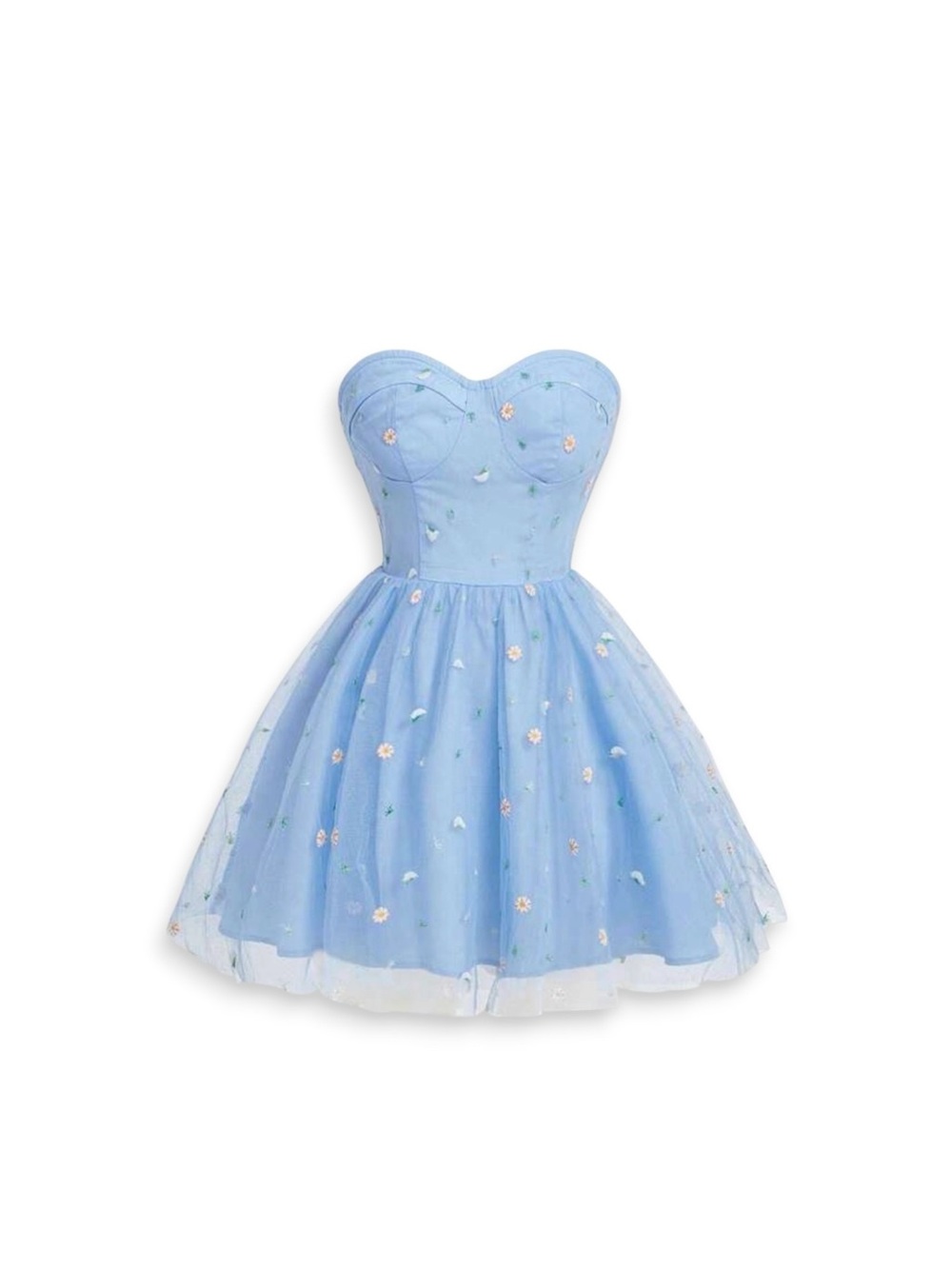 SHEIN Curve 4XL Bustier Daisy Print Tulle Dress